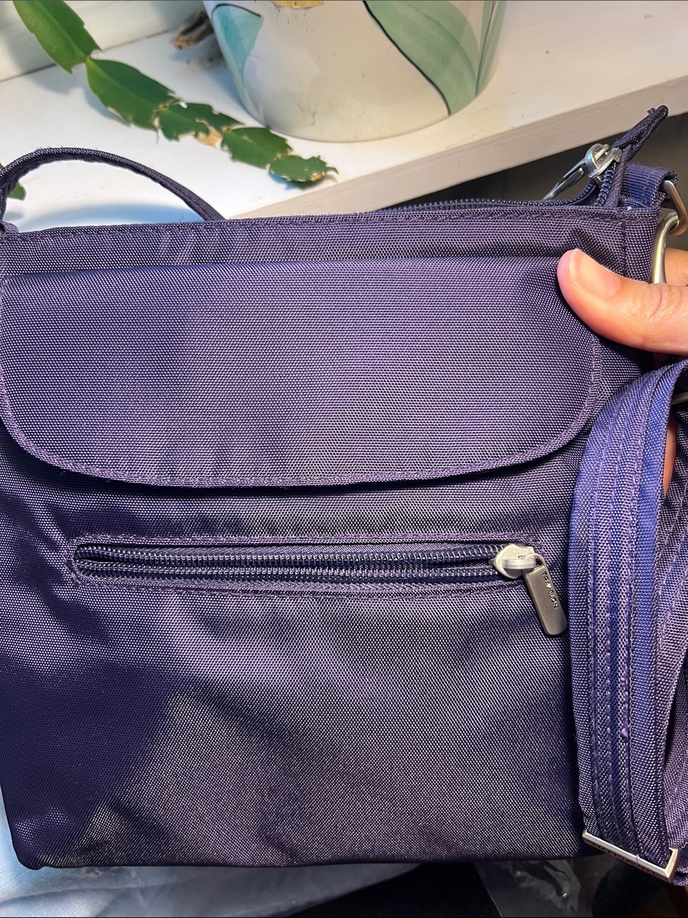 Travelon purple Crossbody Bag with Front Zip Pocket